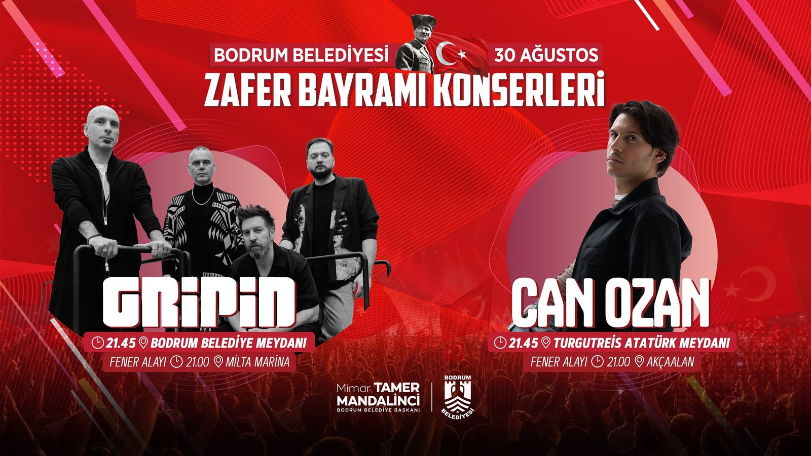 30 Ağustos Zafer Bayramı: Gripin ve Can Ozan Ücretsiz Halk Konserleri — etkinlik görseli